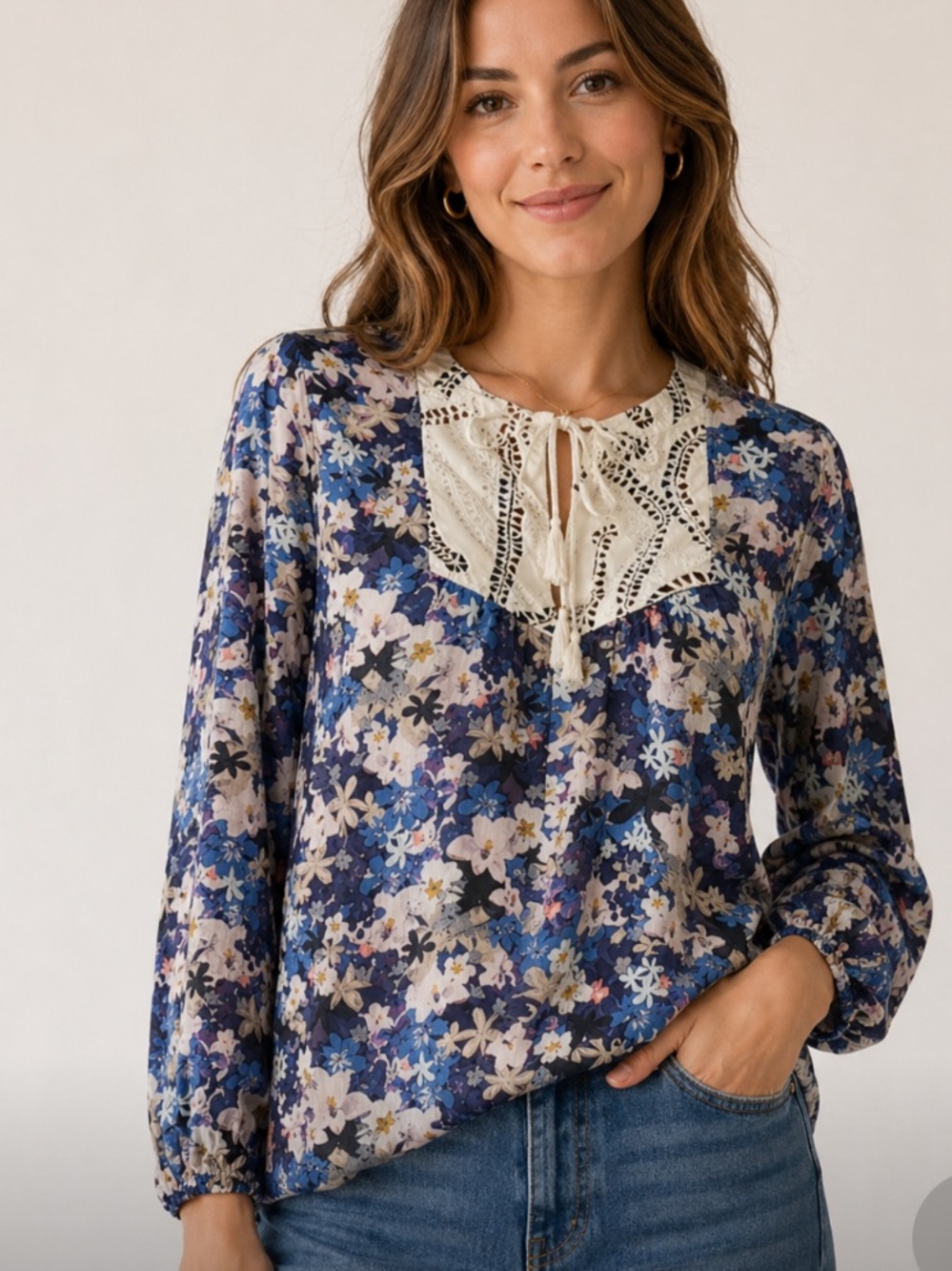 J.Crew Nightgarden Silk Peasant Top Size 10
